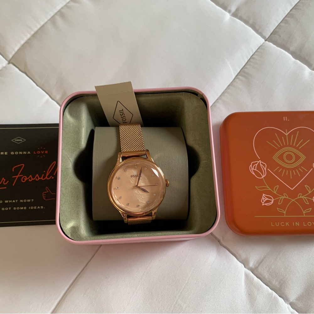 Fossil Rose Gold Women's Watch with Mesh Band